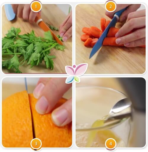Karotten-Orangen-Saft-Zubereitung