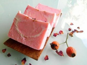 Selbstgemachte Seife aus Hagebutte und Aloe vera zur Hautregeneration