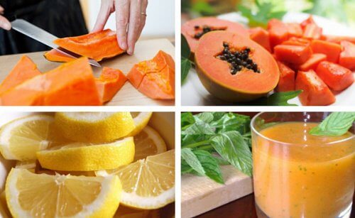 Papaya-Zitronen-Mixgetränk zur Reinigung des Magens