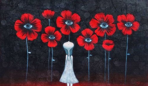Frau mit Blumen in ihrer Essenz und Wesen