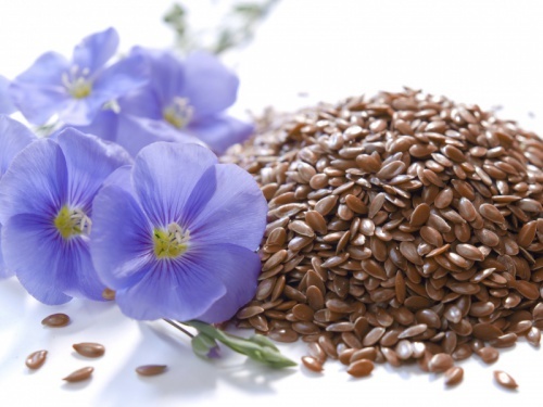 Leinsamen mit Blumen
