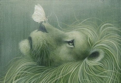 Löwe und Schmetterling als Symbol für emotionale Intelligenz
