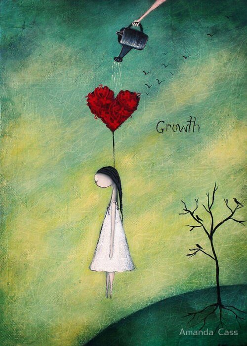 Positive Frau mit Herz