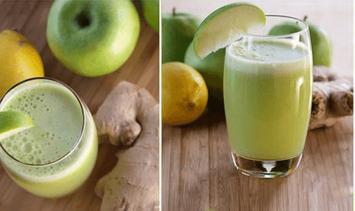 Smoothie aus grünem Apfel, Honig und Zitrone für deine Lungen