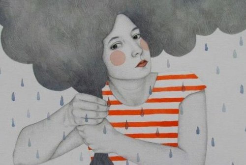 frau-mit-regenwolke-ohne-selbstwertgefuehl