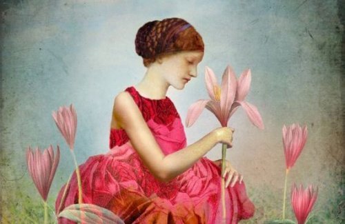 frau-pflueckt-blumen-leere