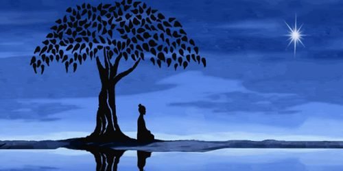 Meditation in der Nacht am See