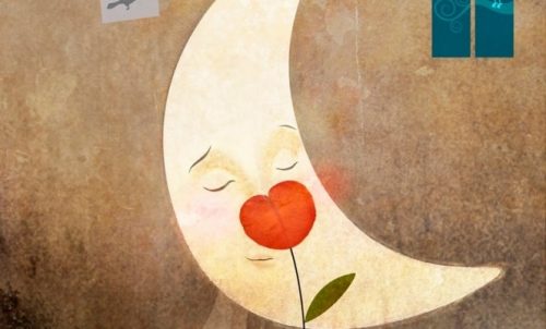 Mond mit Herzblume