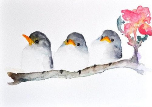 Vögel auf einem Zweig als Symbol dafür, dass Freunde oder Partner einfühlsam sind