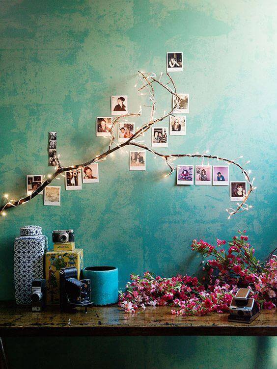 Fotoideen: Zweig an der Wand.