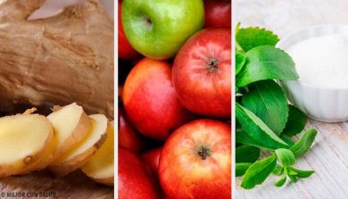 Lindere die Folgen von Überernährung mit einem Getränk aus Ingwer, Stevia und Apfel