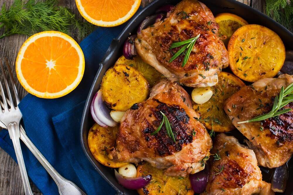 Ofenhuhn mit Orangen und Rosmarin - Besser Gesund Leben