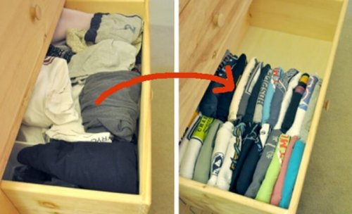 Schubladen kann man auch vertikal organisieren, um Ordnung im Kleiderschrank zu halten.