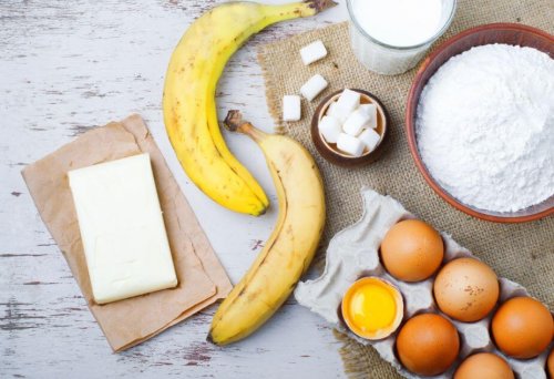 Zutaten für den Bananenkuchen