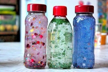 Schneekugel selber machen als Flasche der Ruhe
