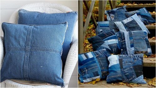 Selbstgemachte Kissen aus alten Jeans