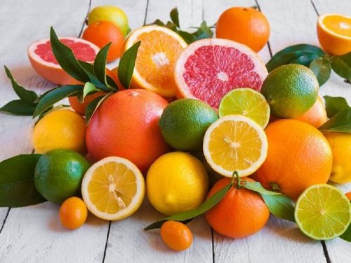 Ein Haufen Zitrusfrüchte, unter anderem Orangen, Limetten und Zitronen.