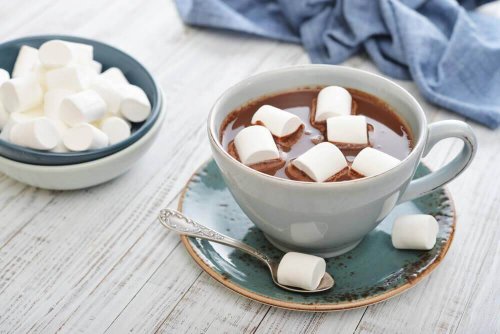 Kleine Naschkatzen werden die heiße Schokolade mit Marshmallows lieben