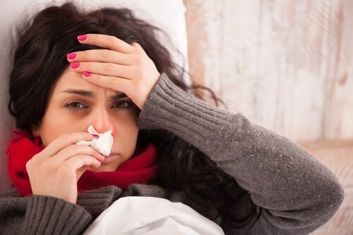 Frau hat Grippe