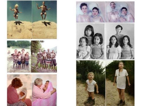 Stelle lustige Familienfotos nach