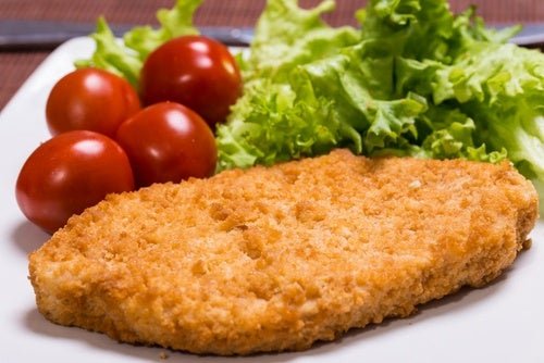 Paniertes Fleisch vom Schweinerücken