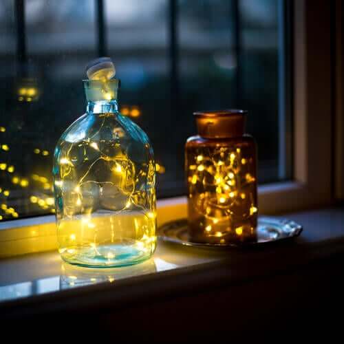 Flasche Lichterkette Lämpchen Glas - Außenleuchten
