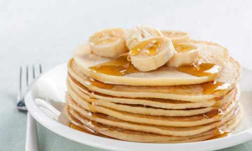 Rezept für Hotcakes mit Bananen, ohne Gluten und ohne Laktose