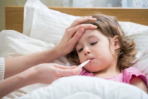 Volkskrankheiten Kind mit Grippe