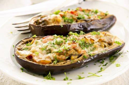 Linsenrezepte - gefüllte Aubergine