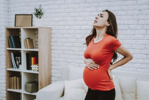 Der wachsende Embryo im Unterleib dehnt Bänder und Muskeln