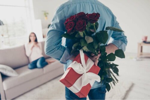 Sprachen der Liebe - Mann mit Rosenstrauß