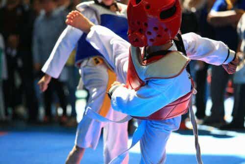 Ein Taekwondo-Kampf